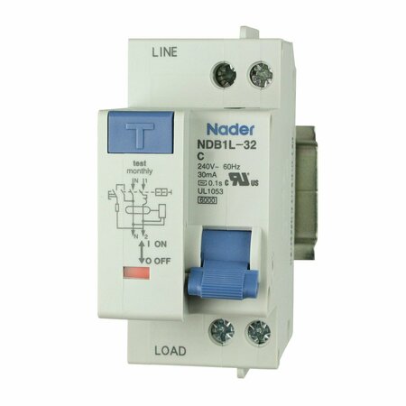 ASI Circuit Breaker, NDB1L-32C Series 16A, 2 Pole, 240V AC, C Curve NDB1L-32C-16-240V